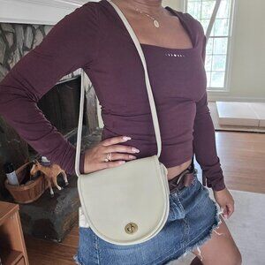 Vintage Cream Coach Bag 940 Shoulder Bag Turnlock Leather